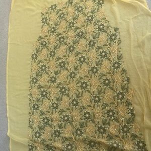 Unstitched Chickenkari on chiffon.